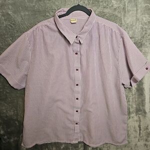 Bocabay Women's Sz 3x Blouse purple white button up short sleeve tunic